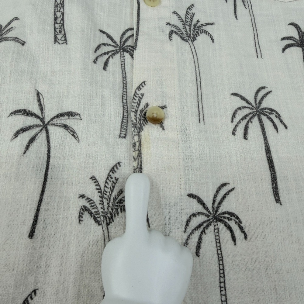 Marine Layer Shirt Mens XL White Green Palm Tree Button Up Hemp Camp Hawaiian - Picture 6 of 10